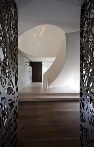 stunning entry, spiral starcase, curved straircase, Contemporary Home, Modern style, concrete feature, Brighton, Melbourne, Minka Joinry