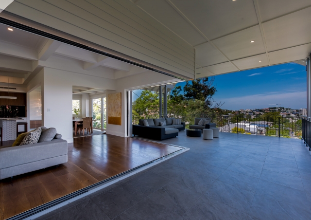 Luxury House, balcony, view of Brisbane, view of city, luxury interiors, minka joinery, Cowan Constructions, brisbane, queensland
